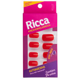 Unhas postiças Autoadesivas Vermelho Paixão Ricca