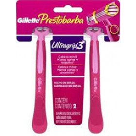 Aparelho de barbear Gillette Prestobarba Ultragrip3 Feminino com 2 Unidades 