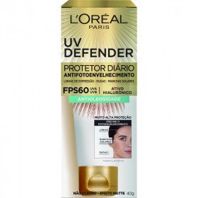 Protetor Solar Uv Defender - Fps60 - Antioleosidade - Sem Cor - Efeito Matte - 40g - Loreal Paris