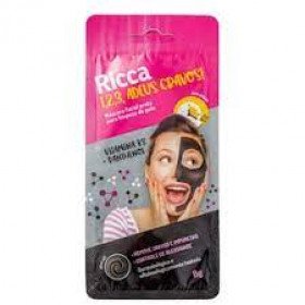 Máscara de Limpeza Facial Ricca 1,2,3 Adeus Cravos! Vitamina B3 + Panthenol Preta 8g