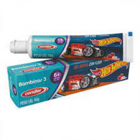 Creme Dental Infantil Com Flúor Hot Wheels Sabor Morango 
