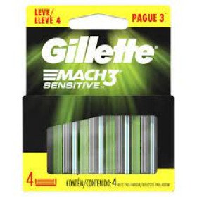 Carga para Aparelho de Barbear Gillette Mach3 Sensitive 4 Unidades